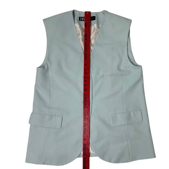 Zara Oversized Collarless Teal Vest Women’s Size Small - Picture 4 of 5